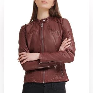 Guess faux leather jacket in deep red / maroon ~ SZ M